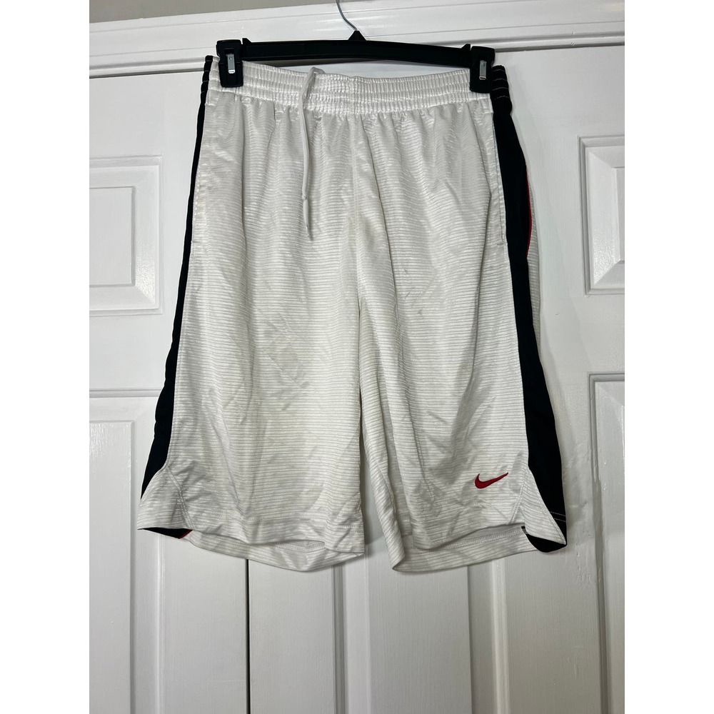 Men's Nike Basketball Shorts size large white with black and red stripe